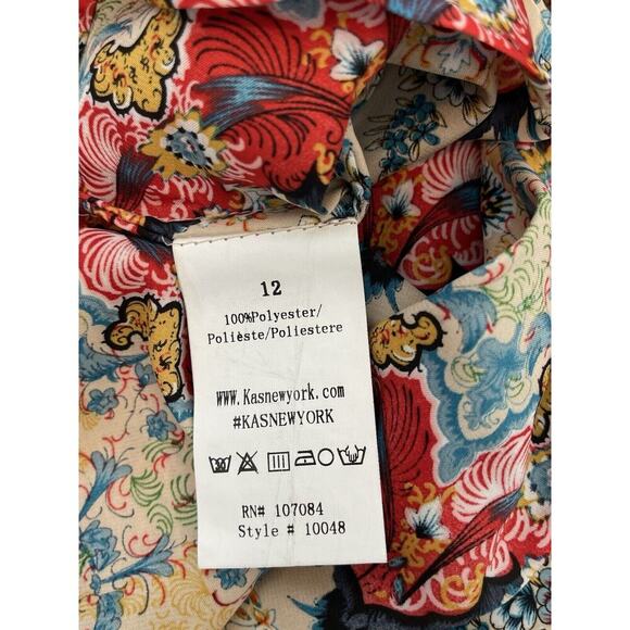 KAS New York for Anthropologie Size 12 Satin Floral Dolman Sleeve Boho Top - Picture 8 of 8